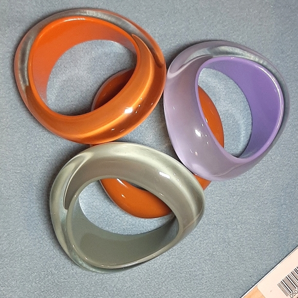 Unsigned Jewelry - LUCITE | Chunky, Asymmetrical Bangle Bracelets